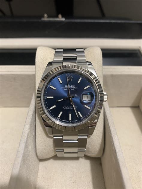 rolex datejust 41 blau riffelmuster|oyster steel datejust 41mm.